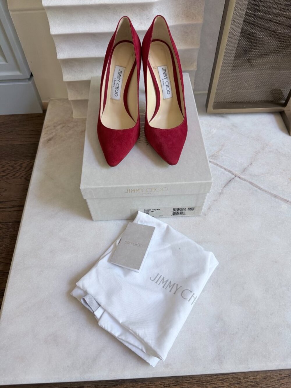 Jimmy Choo Romy 100 Red Suede Pumps - Picture 12 of 14